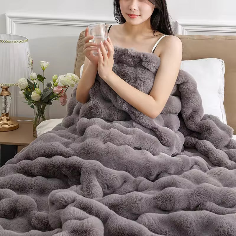 Soft bubble winter throw blanket plain size 6x6