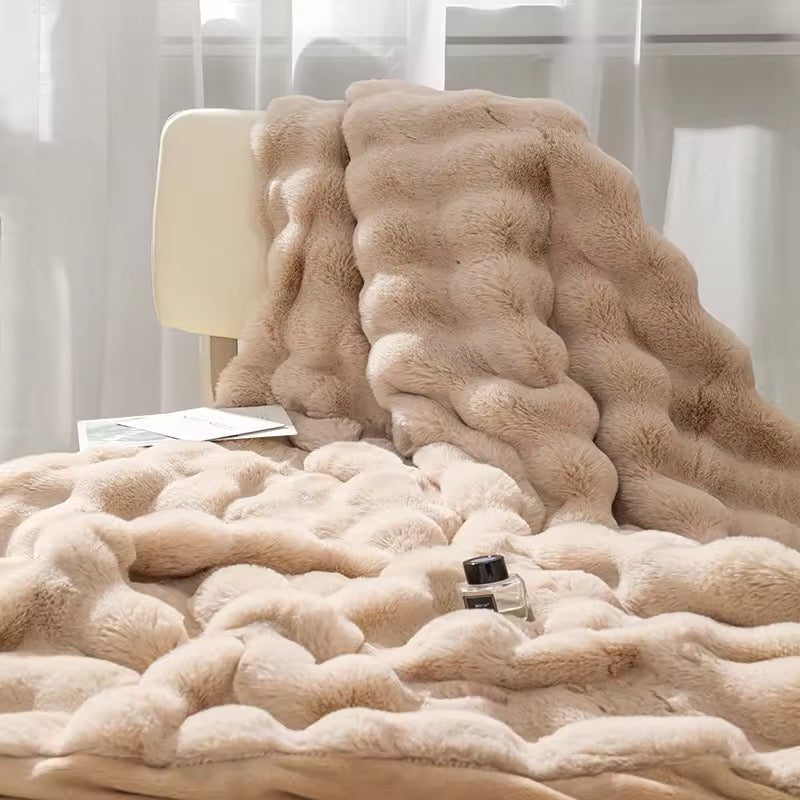 Soft bubble winter throw blanket plain size 6x6