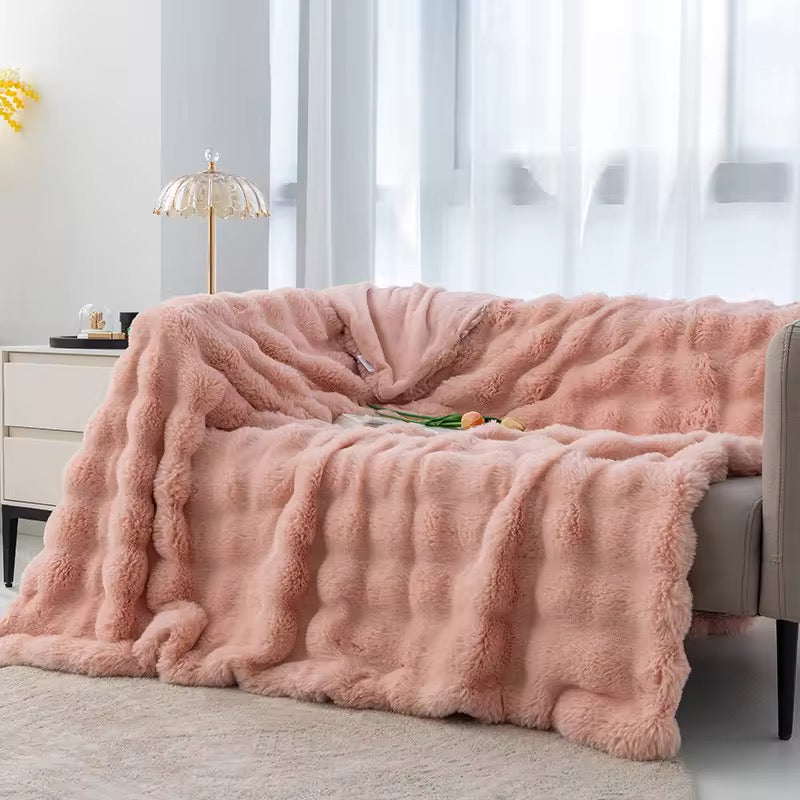 Soft bubble winter throw blanket plain size 6x6