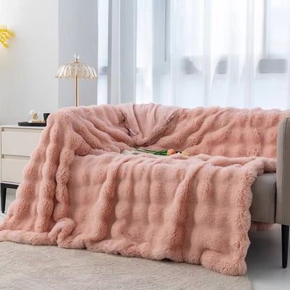 Soft bubble winter throw blanket plain size 6x6