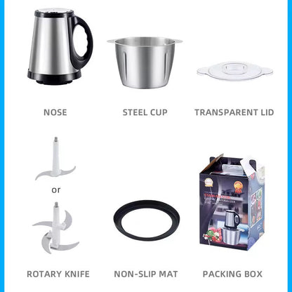 Stainless Steel Meat Blender Meat Mincer Grinder Electric Food Chopper For Meat Vegetables Fruits Nuts With 4 Sharp Blades, Meat Grinders With Bowl Heavy For Kitchen