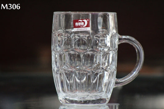 Premium Glass Beer Mugs/Beer Glasses 560ml - Set of 6, Transparent