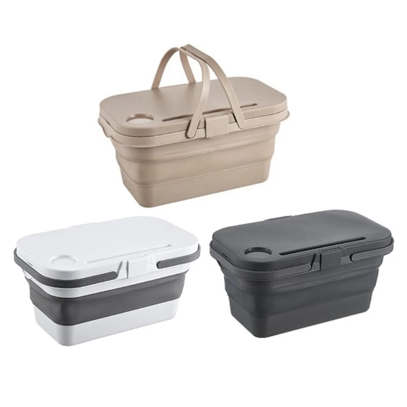 3 in 1 Foldable Collapsible Camping Hand Basket Picnic Basket  Bag Cover table to a Table