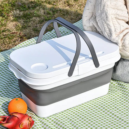 3 in 1 Foldable Collapsible Camping Hand Basket Picnic Basket  Bag Cover table to a Table