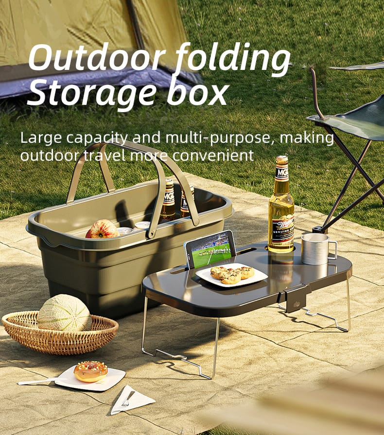 3 in 1 Foldable Collapsible Camping Hand Basket Picnic Basket  Bag Cover table to a Table