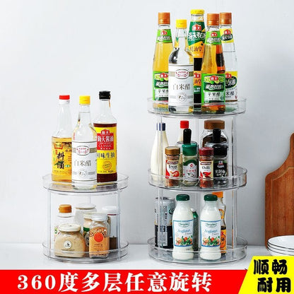 3 Tier Clear Lazy Susan Organizer, 9-Inch Rotating Lazy Susan Turntable for Cabinet Plastic Lazy Susan Spice Rack Organizer