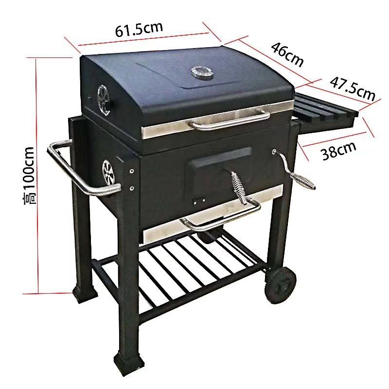Outdoor Garden Barbecue Grill – Large Portable Charcoal BBQ Trolley with Lid & Wheels