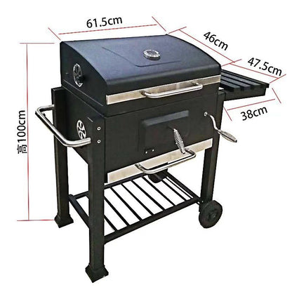 Outdoor Garden Barbecue Grill – Large Portable Charcoal BBQ Trolley with Lid & Wheels
