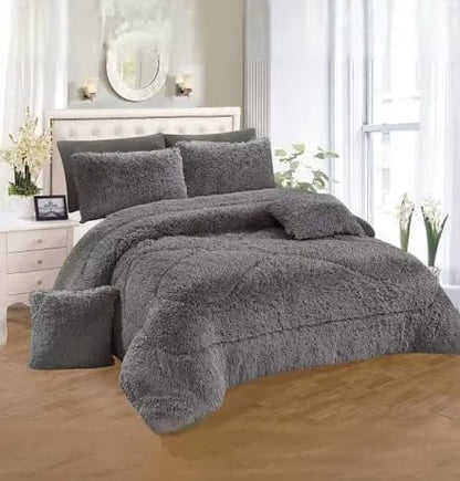 6pc Luxury designs Velvet plush Fluffy Duvet set