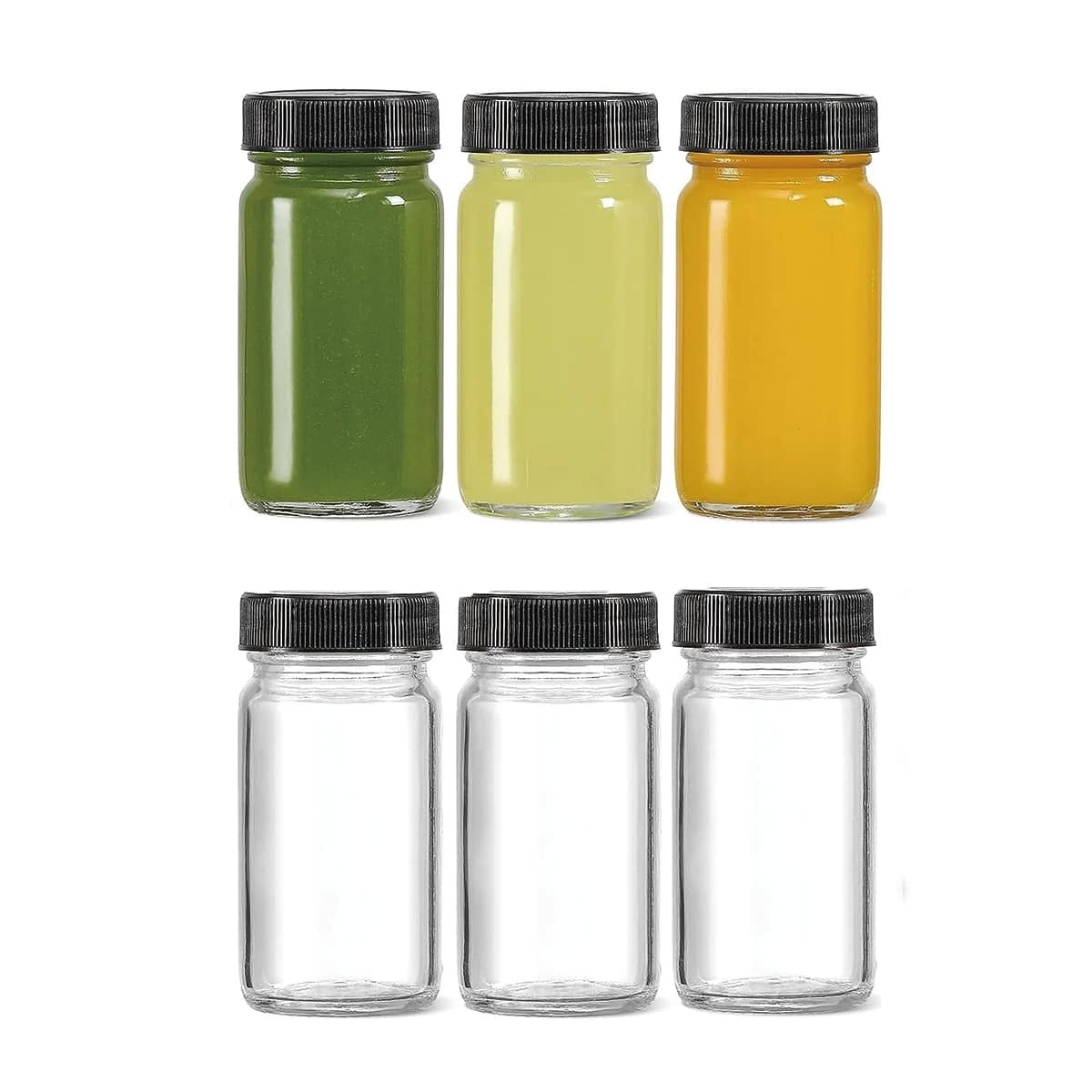 6pcs Ginger Shot Bottles Glass Juice Shot Gingershots Bottles with Caps for Wellness Shot