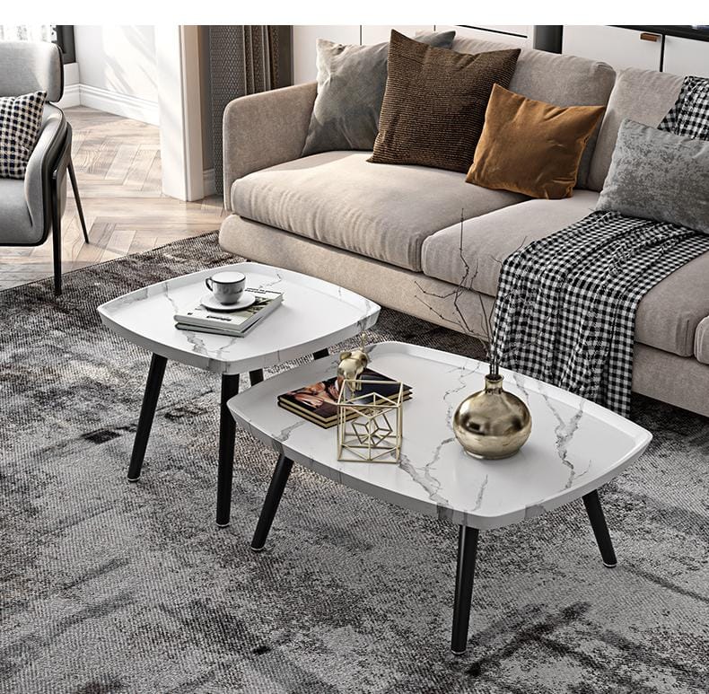 Elegant 2 Sets of Rectangular Nested Tables Creative Wooden Coffee Table