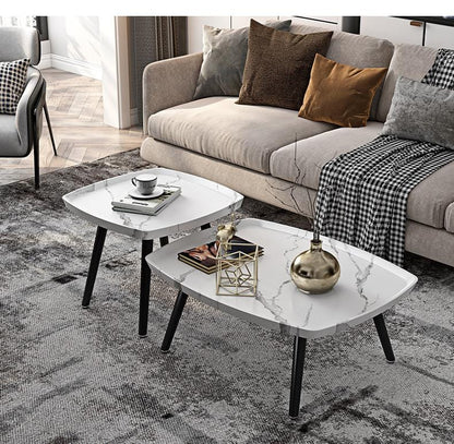 Elegant 2 Sets of Rectangular Nested Tables Creative Wooden Coffee Table