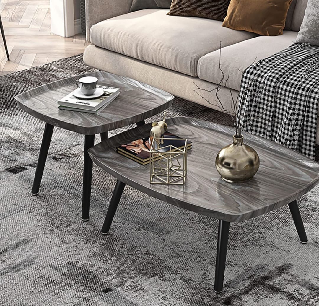 Elegant 2 Sets of Rectangular Nested Tables Creative Wooden Coffee Table