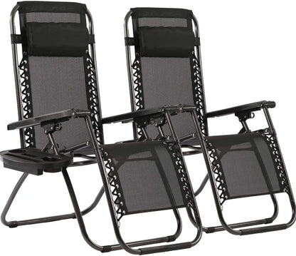 Zero Gravity Lounge Chair Reclining Chair Garden Sun Lounger Black