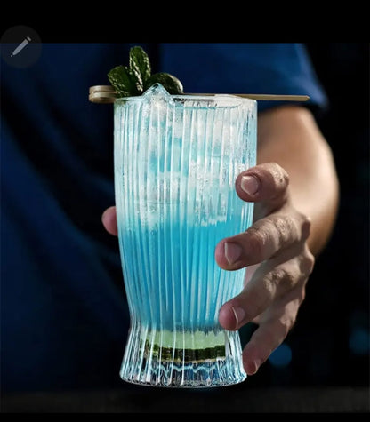 6pcs Unique Striped Aesthetic Highball Glass Set – 360ml