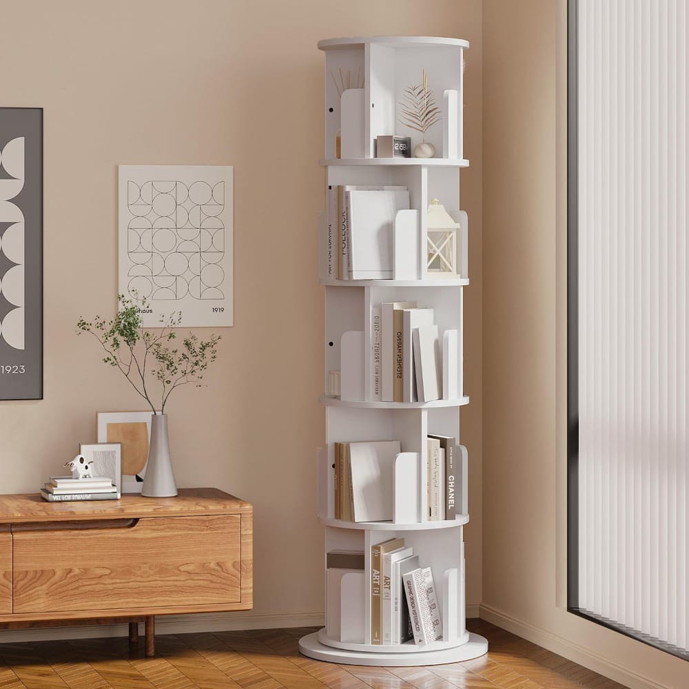 5-Tier 360° Rotating Bookshelf Organizer