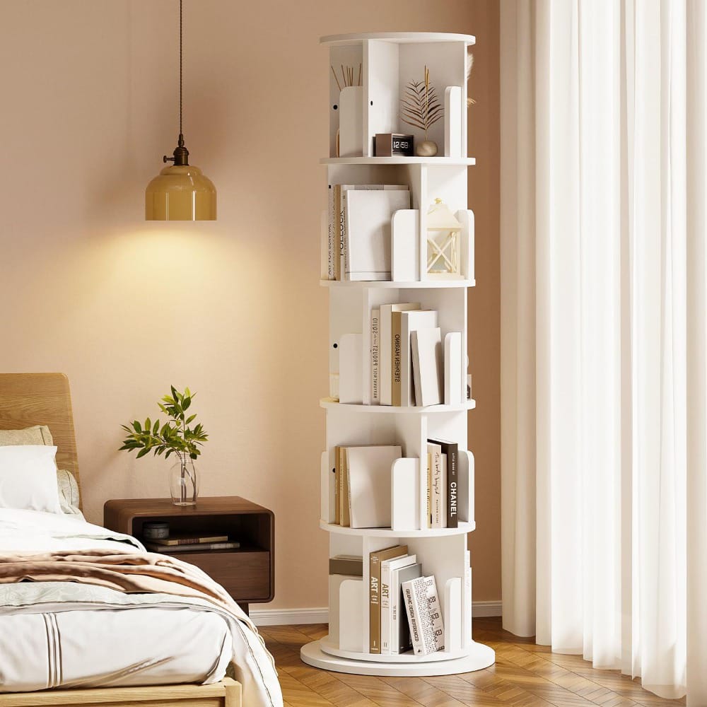 5-Tier 360° Rotating Bookshelf Organizer