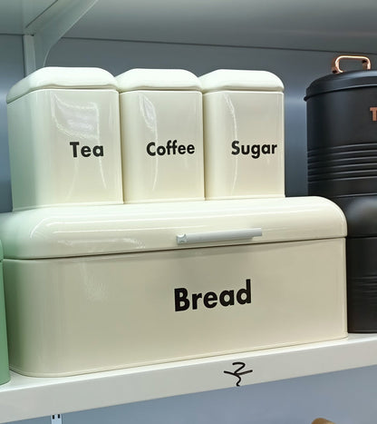 Nordic Bread Bin with 3 Canister Set