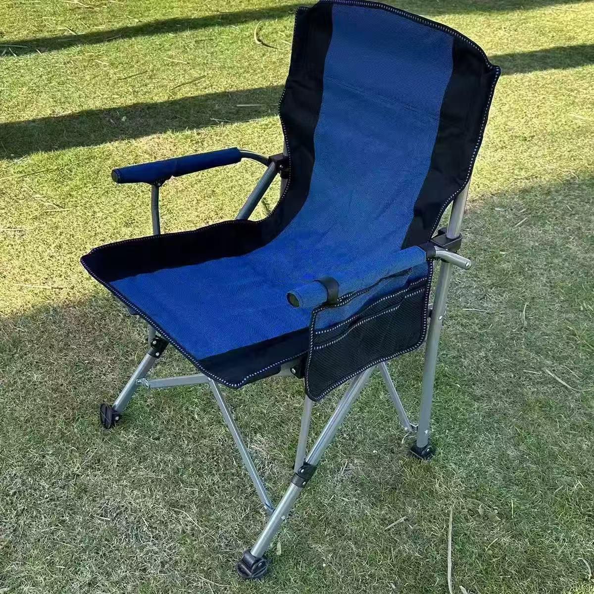 Folding Camping Chair Heavy Duty Support Outdoor Chairs with Arm Rest Cup Holder and Portable Carrying Bag for Fishing Garden Picnic and Travel