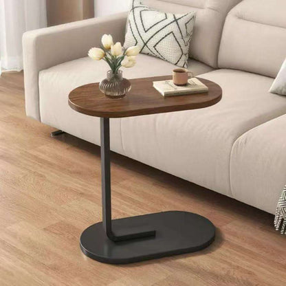 Modern Light Luxury Coffee Table – C-Shaped Wooden & Steel Side Table