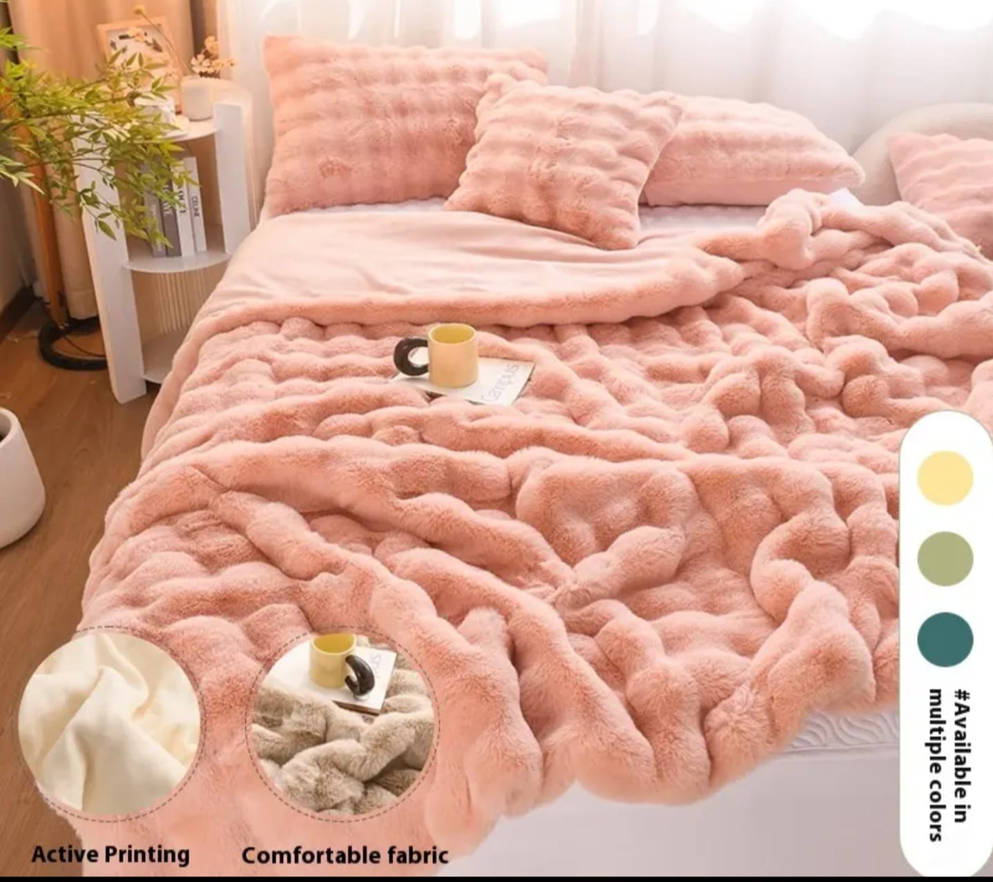 Soft bubble winter throw blanket plain size 6x6