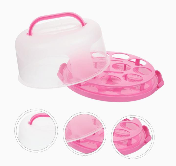 Plastic cake carrier and display.