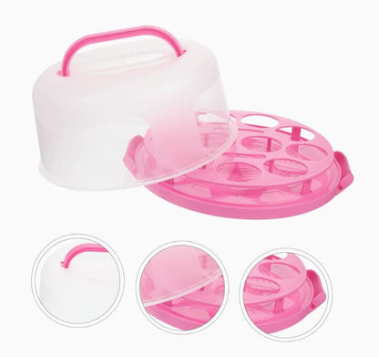 Plastic cake carrier and display.