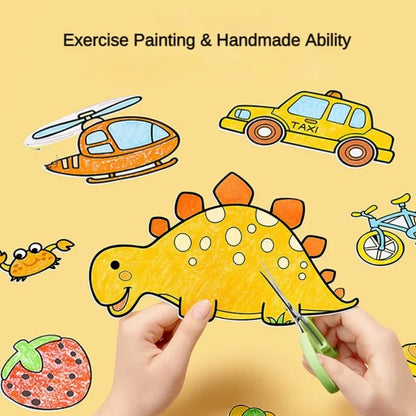 Kids Drawing Toys Sticky Coloring Roll Paper DIY Graffiti Scroll Color Filling Paper Painting Educational Toys for Girls Gift