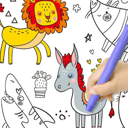 30*200cm Early Educational Kids Drawing Roll DIY Sticky Color Filling Paper Scroll