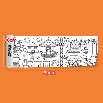 2pcs Children Drawing Roll Sticky Color Filling Paper
