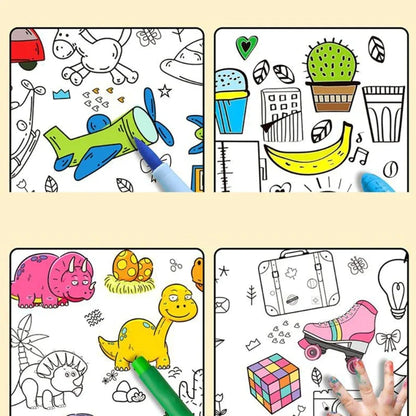 200cm Children Drawing Roll Nonrepeatable Pattern Kids Diy Coloring Paper Scroll