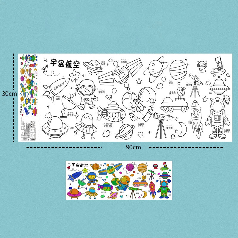 2pcs Children Drawing Roll Sticky Color Filling Paper