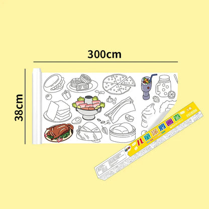 30*200cm Early Educational Kids Drawing Roll DIY Sticky Color Filling Paper Scroll