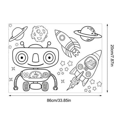 Children Coloring Paper Sticky Color Filling Paper Graffiti Scroll Coloring Paper Roll 200cm by 30cm