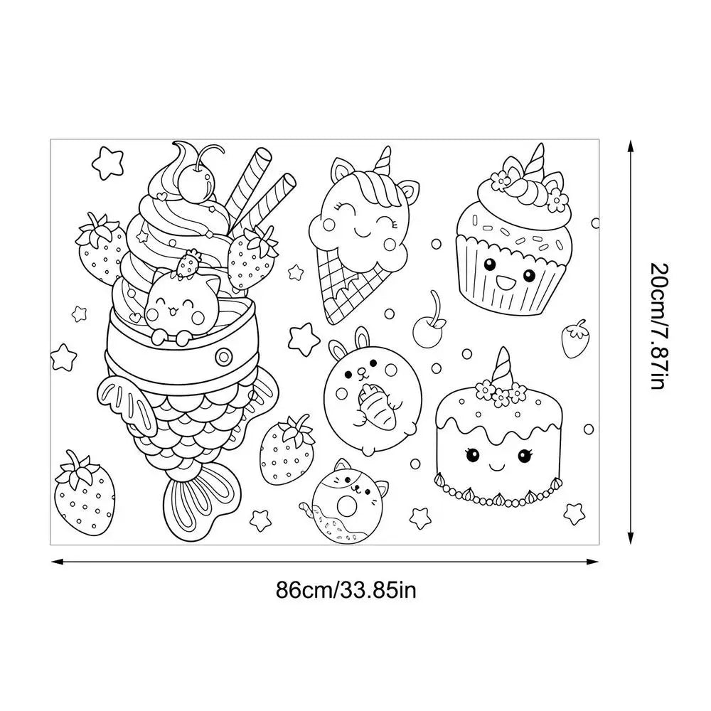 Children Coloring Paper Sticky Color Filling Paper Graffiti Scroll Coloring Paper Roll 200cm by 30cm