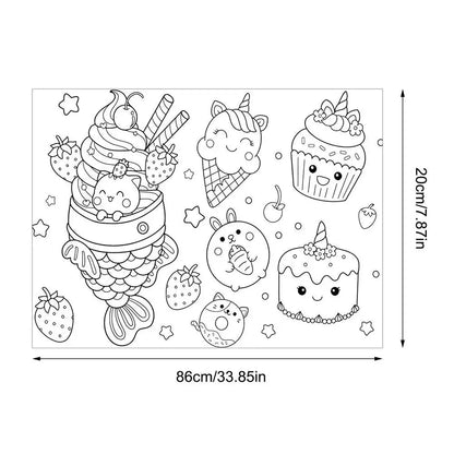 Children Coloring Paper Sticky Color Filling Paper Graffiti Scroll Coloring Paper Roll 200cm by 30cm