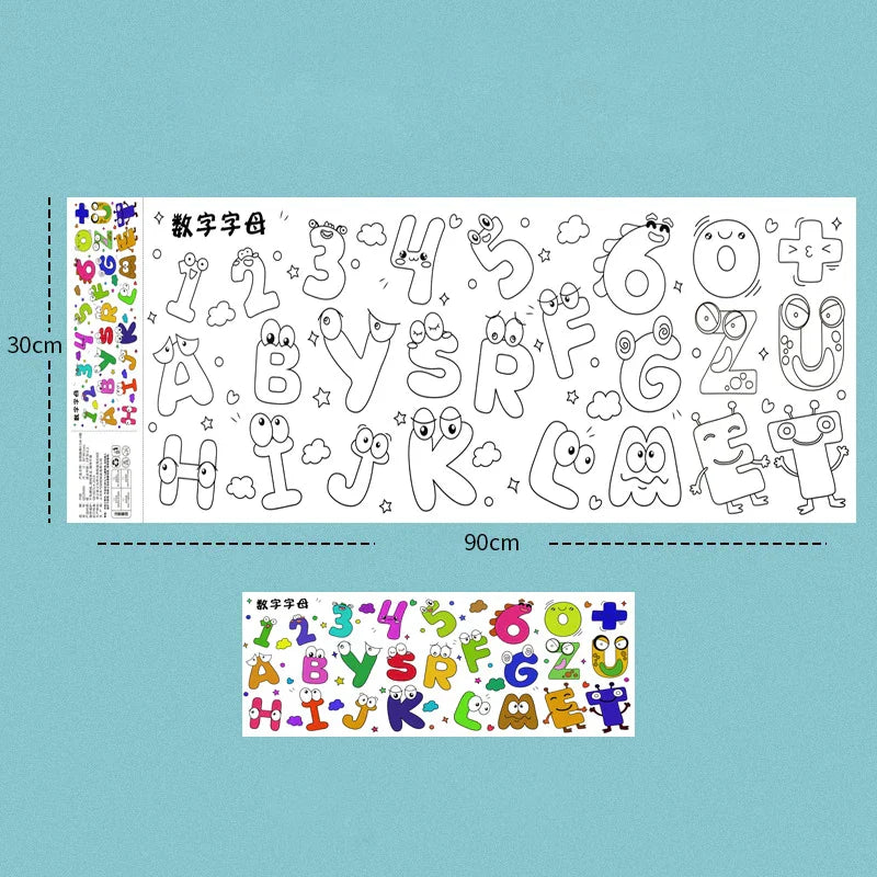 2pcs Children Drawing Roll Sticky Color Filling Paper