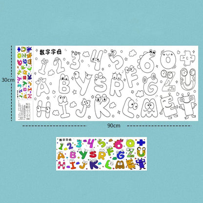 2pcs Children Drawing Roll Sticky Color Filling Paper