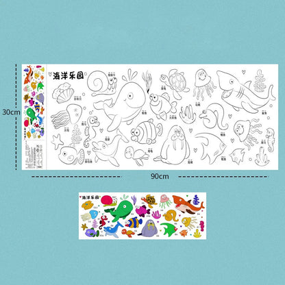 2pcs Children Drawing Roll Sticky Color Filling Paper