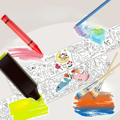 2pcs Children Drawing Roll Sticky Color Filling Paper