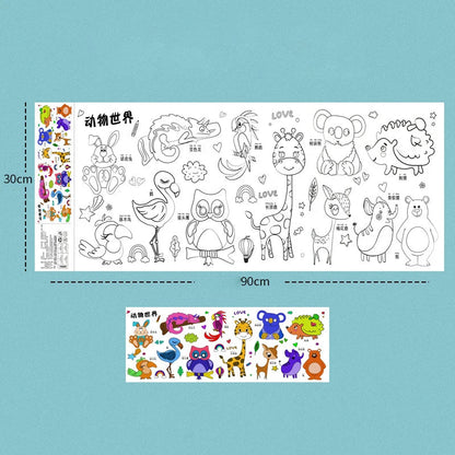 2pcs Children Drawing Roll Sticky Color Filling Paper