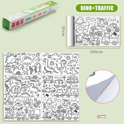 Kids Drawing Toys Sticky Coloring Roll Paper DIY Graffiti Scroll Color Filling Paper Painting Educational Toys for Girls Gift