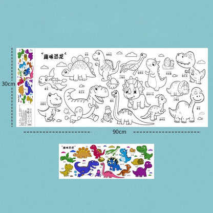 2pcs Children Drawing Roll Sticky Color Filling Paper