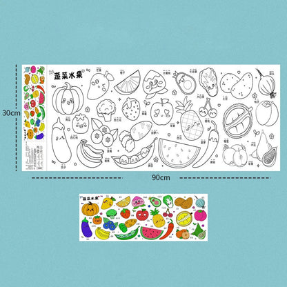 2pcs Children Drawing Roll Sticky Color Filling Paper