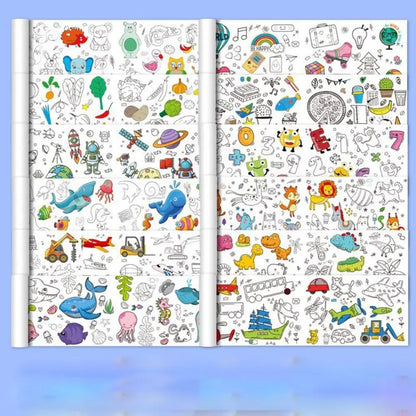 Art Wall Sticker Kids Gift Children Drawing Roll Color Filling Paper Scroll Children'S Drawing Scroll Blank Coloring Pages