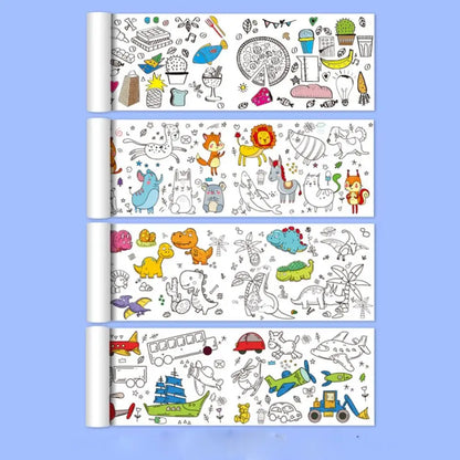 Art Wall Sticker Kids Gift Children Drawing Roll Color Filling Paper Scroll Children'S Drawing Scroll Blank Coloring Pages