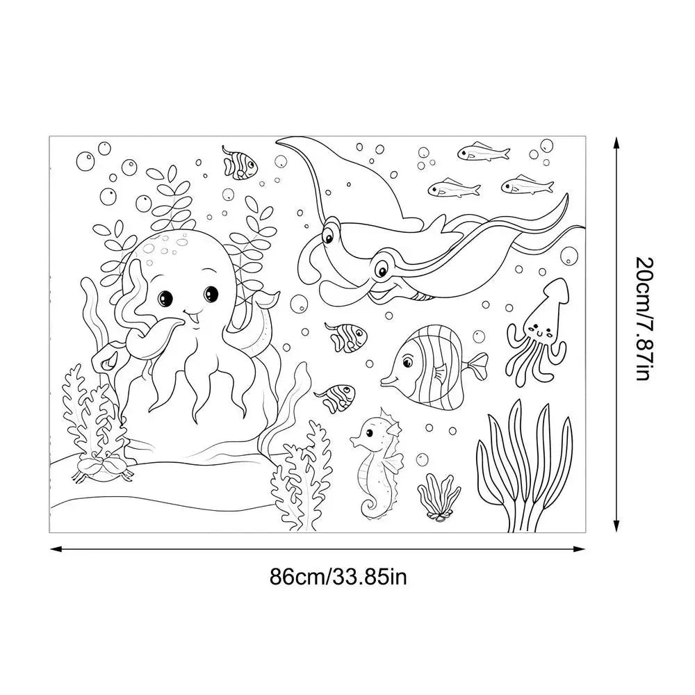 Children Coloring Paper Sticky Color Filling Paper Graffiti Scroll Coloring Paper Roll 200cm by 30cm