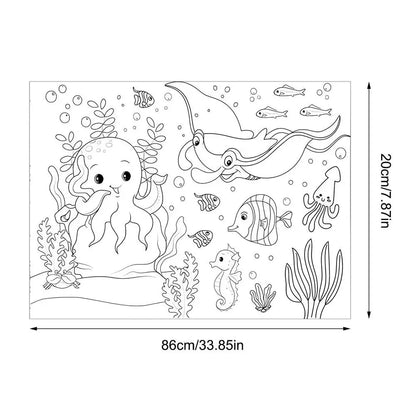 Children Coloring Paper Sticky Color Filling Paper Graffiti Scroll Coloring Paper Roll 200cm by 30cm