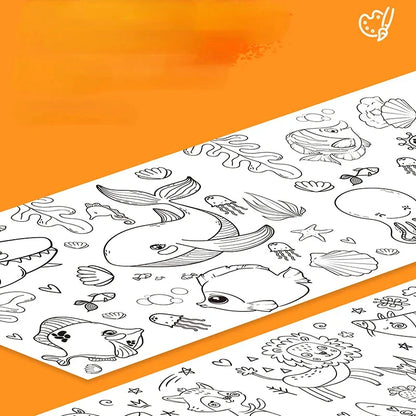30*200cm Early Educational Kids Drawing Roll DIY Sticky Color Filling Paper Scroll