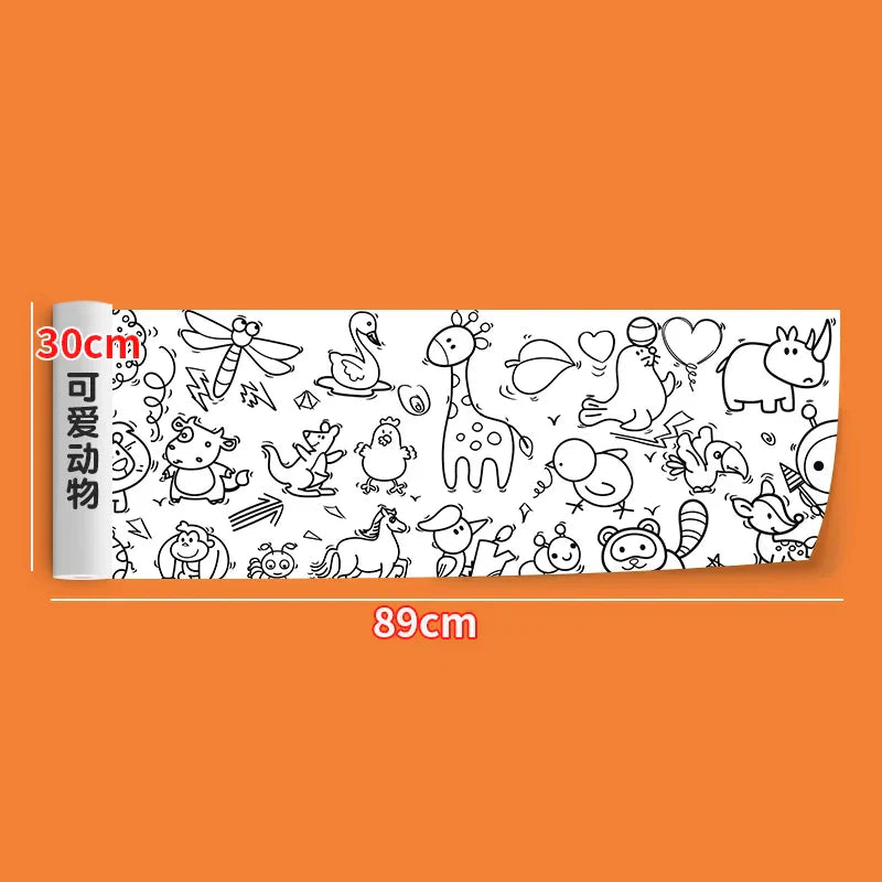 2pcs Children Drawing Roll Sticky Color Filling Paper